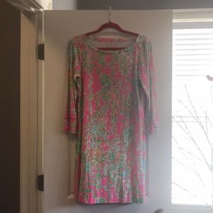 Lilly Pulitzer Pink and Green Boat Neck Dress